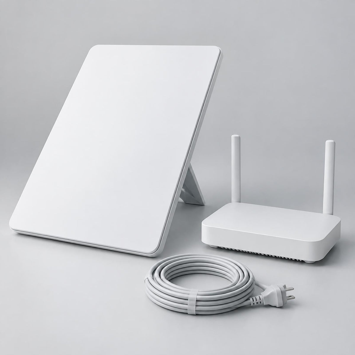 Satellite internet kit with terminal, Wi-Fi router and power cable